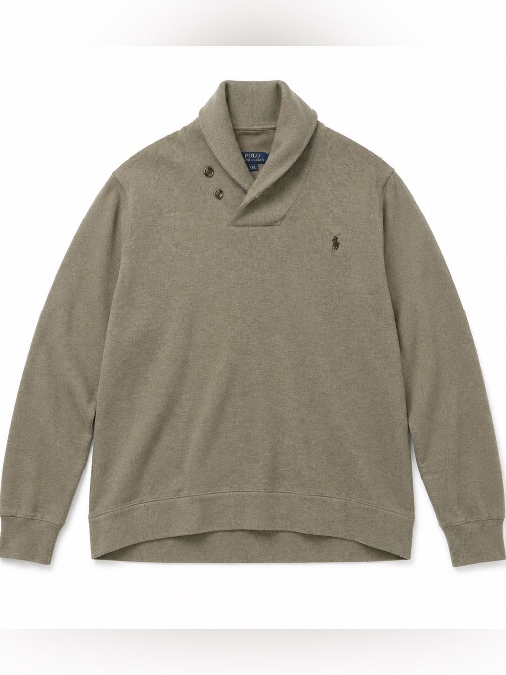 Polo Ralph Lauren Shawl Collar Sweatshirt XXL Tan Suede Elbow Patch